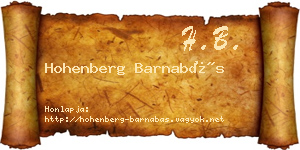 Hohenberg Barnabás névjegykártya